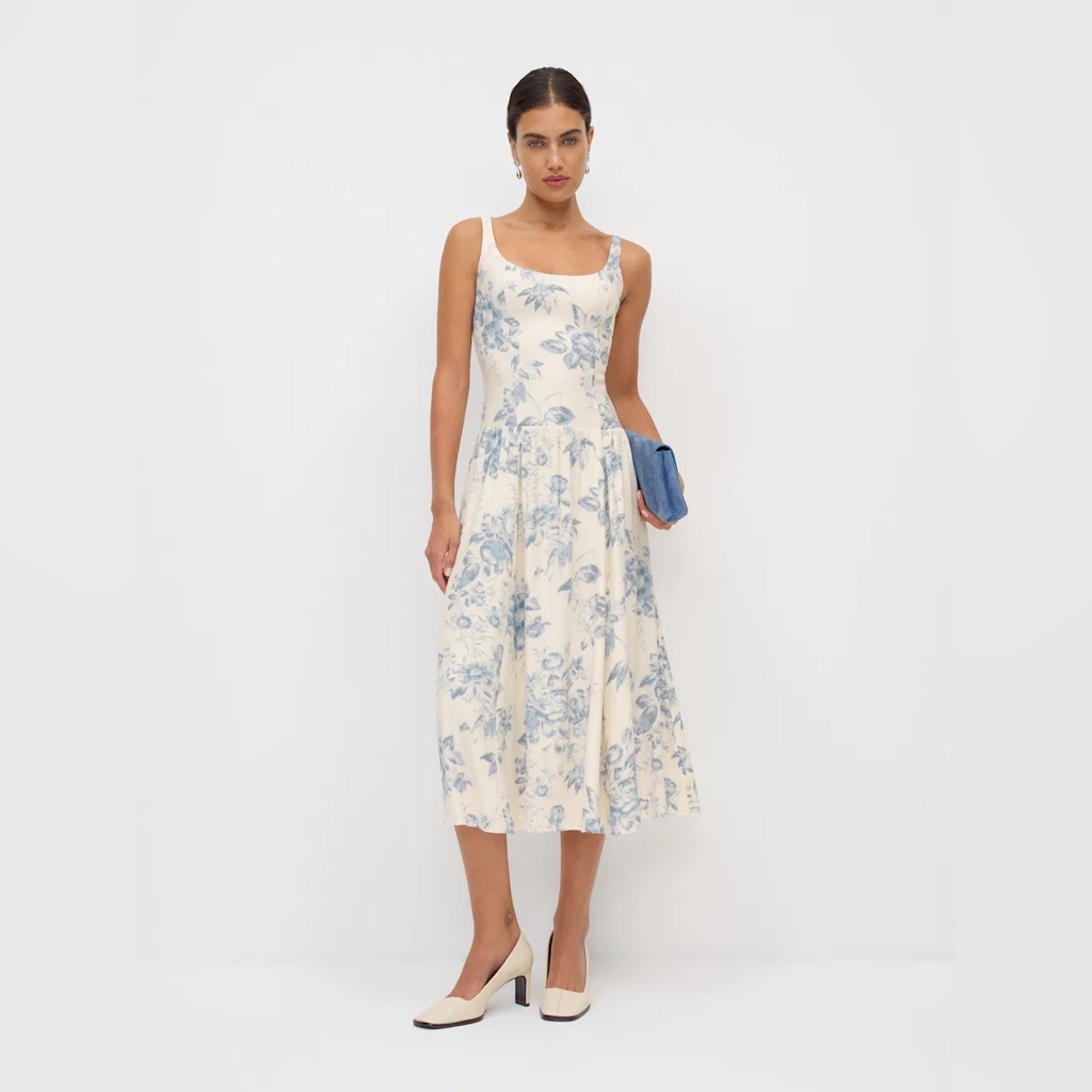 Reformation Bellarose Dress In Courtier, Nwot, Never Worn, No Flaws.